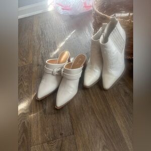 White ankle cowboy boots and Mule Slides